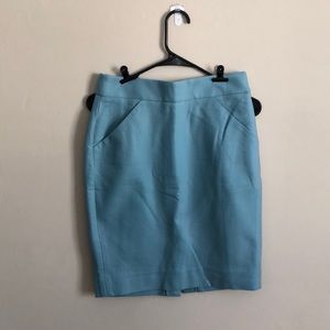 Lightly worn, size 0, light blue pencil skirt by JCrew